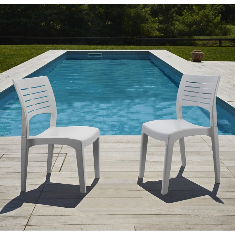 Chaise d'appoint empilable pour patio, Blanc