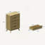 Commode à 5 tiroirs avec tiroir verrouillable NORDICA, idéale pour le rangement et l'organisation de la chambre à coucher.