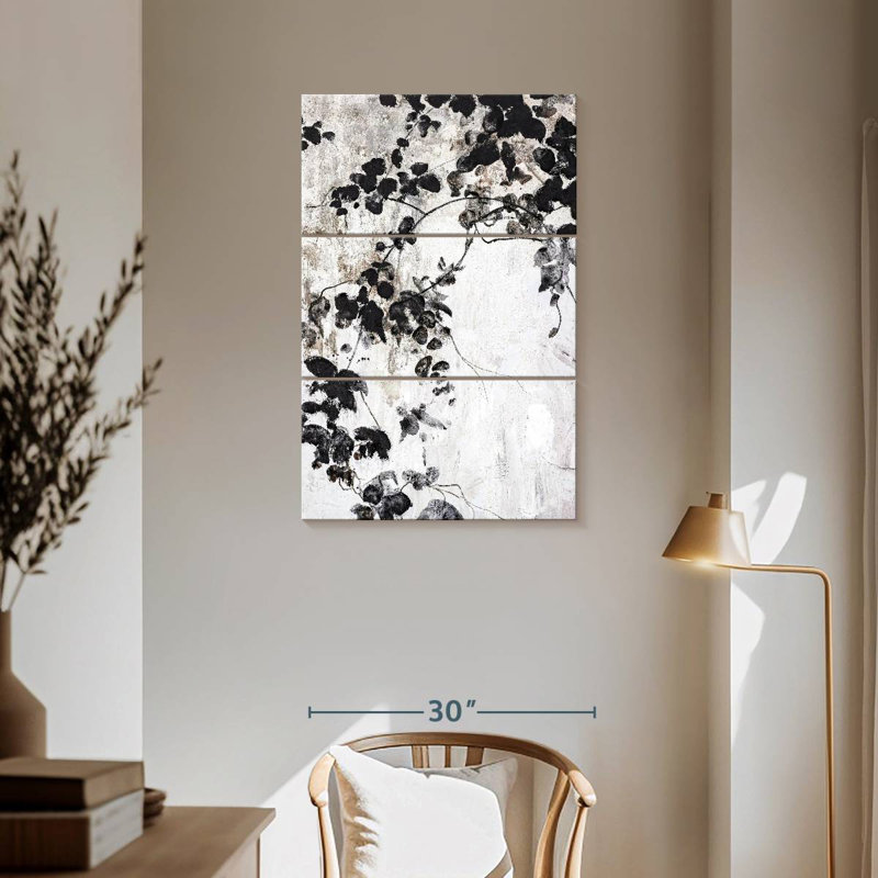 Harnek Black Leaves, 57" H x 36" W