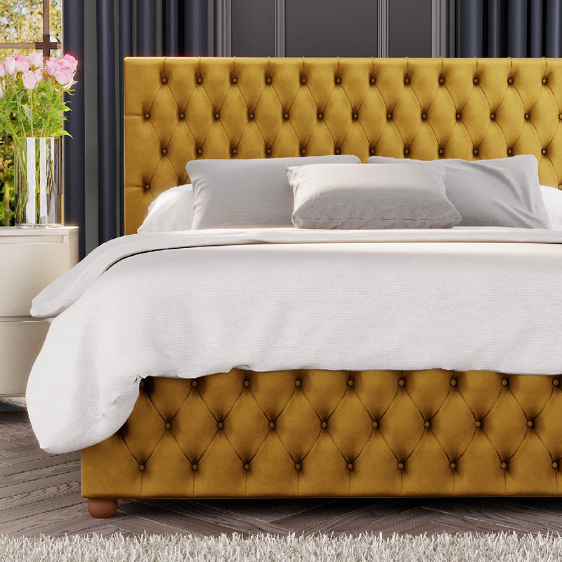 Upholstered Ottoman Bed, Super King (6'), Ochre