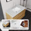 Meuble-lavabo flottant 36 po avec lavabo, tiroir à fermeture douce, comptoir en marbre de culture blanc Carrara 2 po et dosseret, contreplaqué
