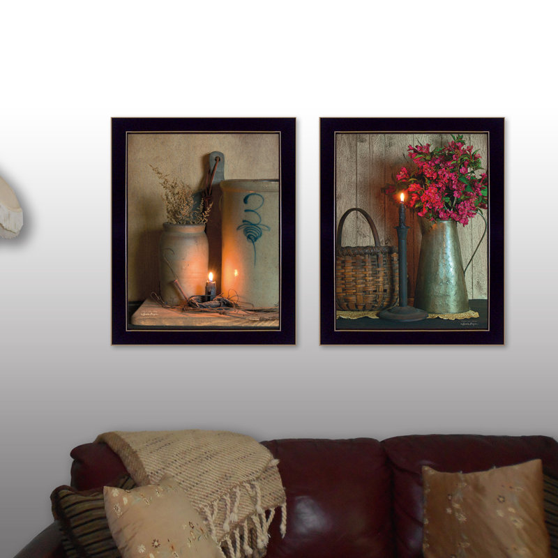 Décoration murale encadrée vignette 2 pièces Country Candlelight pour salon maison par Susan Boyer