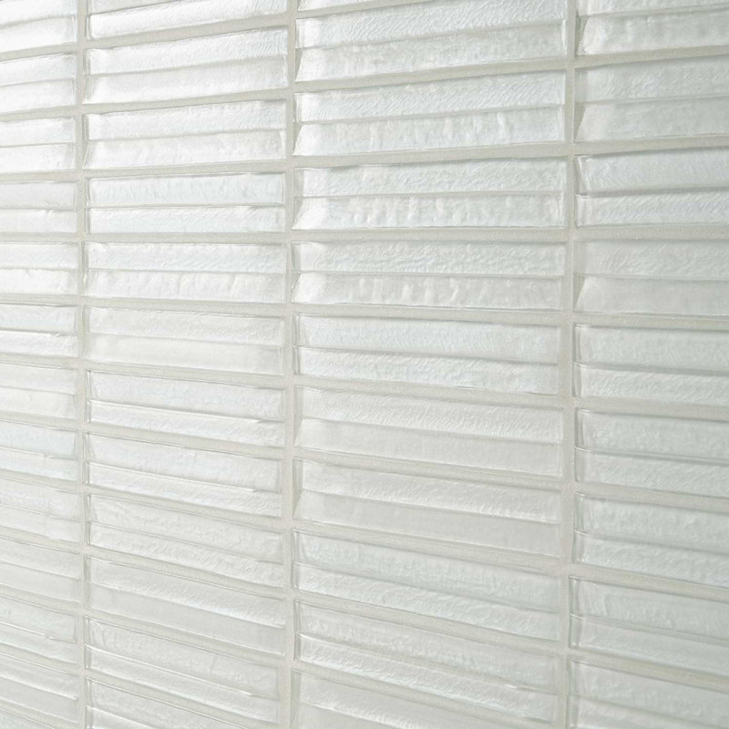 Maya Stacked 12x12 Polished Glass Mosaic Tile, Stacked Pearl