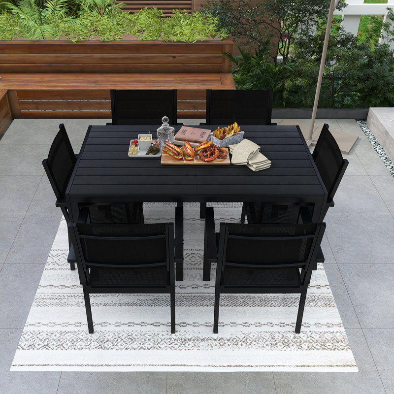 High-Quality Steel Outdoor Table And Chair Set, Suitable For Patio, Black