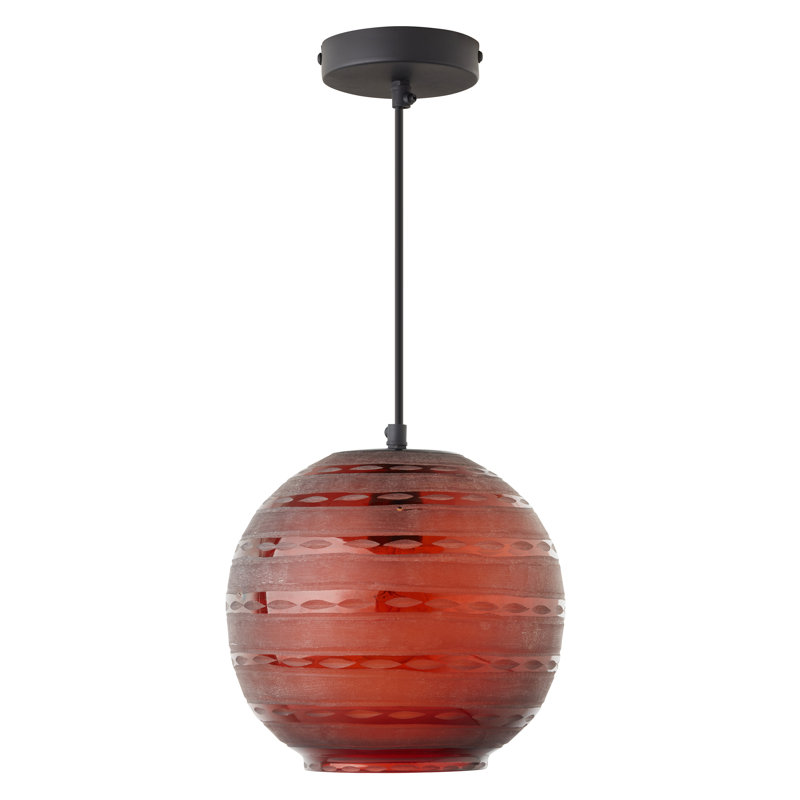 Luminaire suspendu en verre soufflé bleu moderne de 9,5 po Tara - Ebern Designs, Rouge