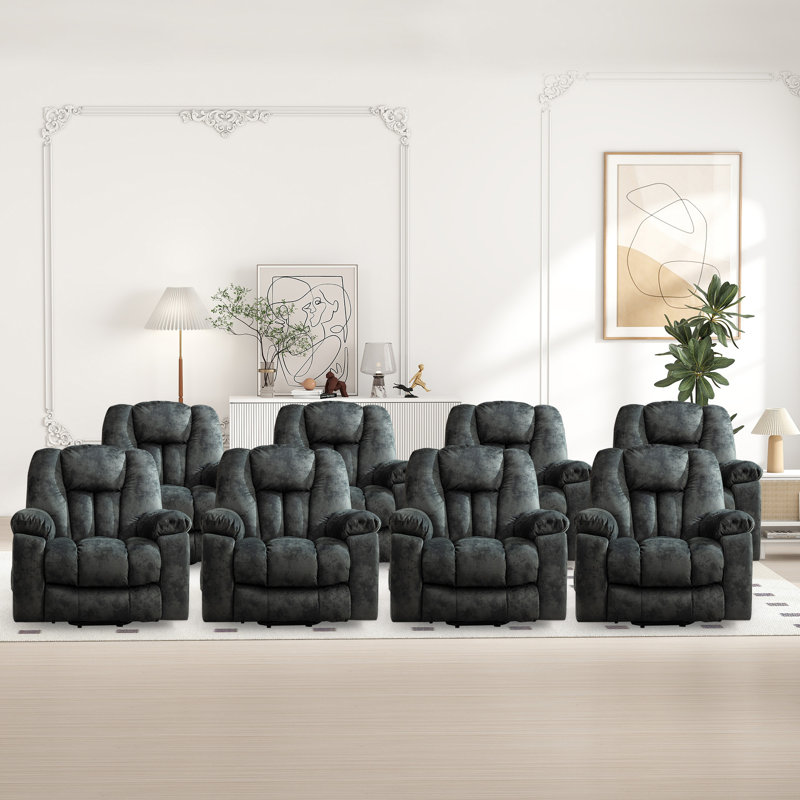 Fauteuil de massage inclinable électrique ultra doux et surdimensionné, Microfibre/microsuède gris