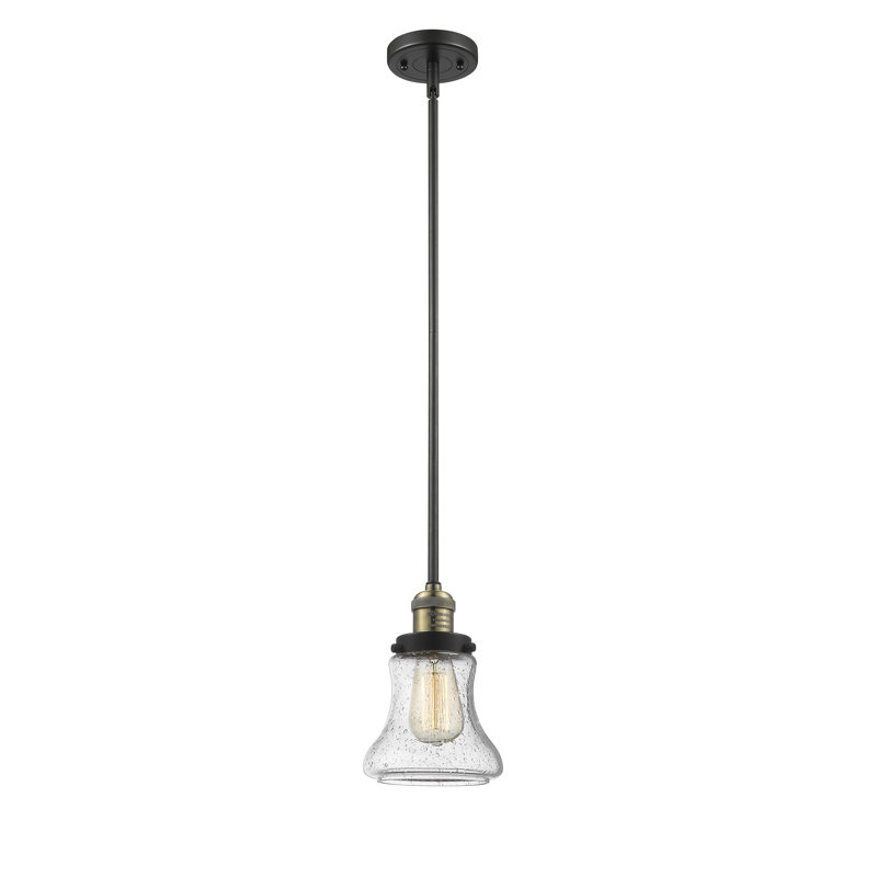 Luminaire suspendu en forme de cloche à 1 lumière Edda, Grainé, Laiton antique noir, Compatible avec DEL