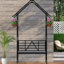 Arche de jardin en métal noir avec banc et support à fleurs, W58.08 * H96.21, facile à transformer en rose