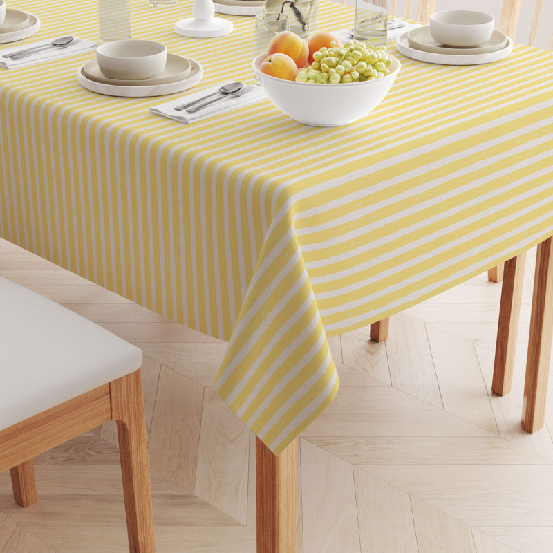 Rectangular Tablecloth, 100% Cotton, 52X104", Lemonade Stripe, 84" L x 52" W