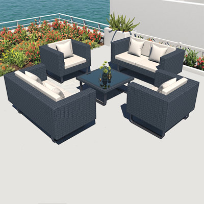 Shanquita 6 - Person Patio Conversation Set with Cushions