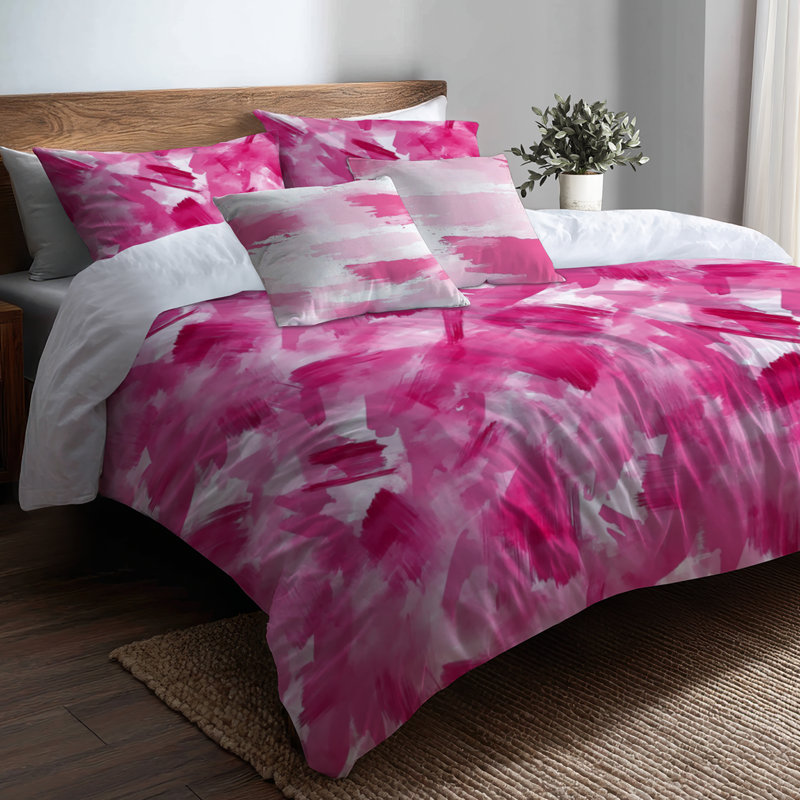 Ensemble de literie pour fille 3 pièces - Ensemble de housse de couette et coussin décoratif à motif abstrait