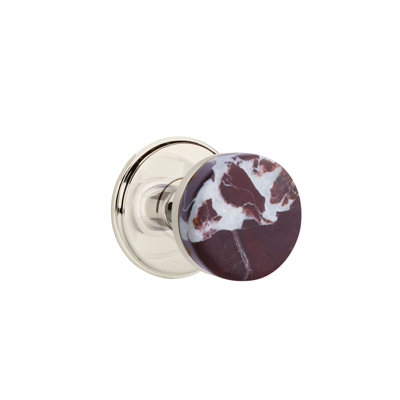Ensemble de boutons d'intimité Emtek Select avec rosette Watford et tige conique, bouton en marbre Rosso Levanto (CF)