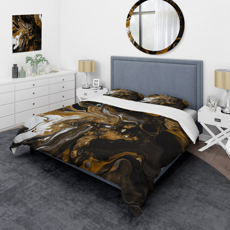 Ensemble de housse de couette en microfibre / polyester dorée et dorée Dreamscape III Bedding