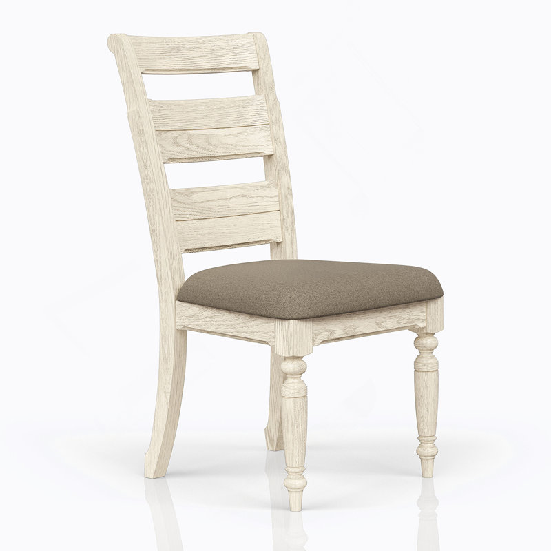 Chaise d'appoint à dossier échelle - Finition caramel (ensemble de 2), Blanc