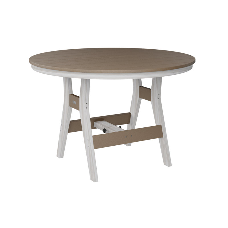 Berlin Gardens Harbor 60″ Round Dining Table, Seashell, 30.37" H x 48" W x 48" D, Weatherwood