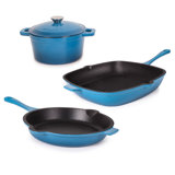 BergHOFF Neo 4Pc Cast Iron Set Grill Pan, Fry Pan & 3Qt Dutch Oven