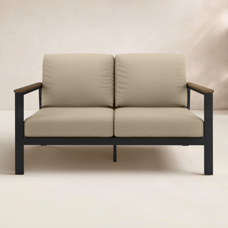 Townsend Loveseat with Sunbrella® Cushion, Cast Ash Sunbrella® Plainweave, Brown
