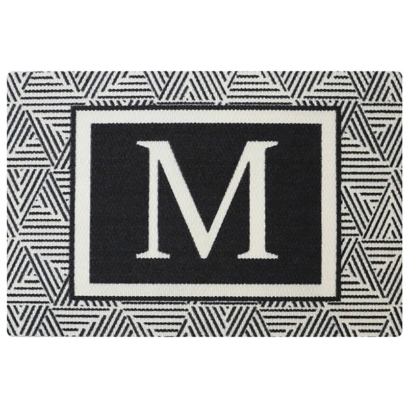Tapis d'intérieur / extérieur antidérapant Neighburly, L 21,75 po x L 34 po, Noir / blanc, Oui