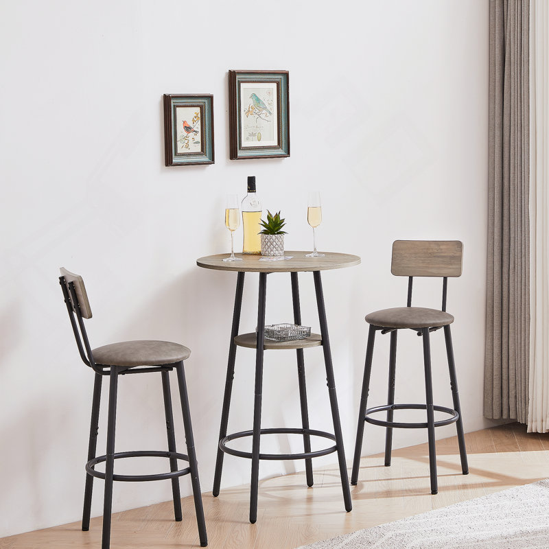 Ensemble de tabourets de bar ronds avec tablette et tabouret rembourré avec dossier, pour des rassemblements confortables et des moments de détente