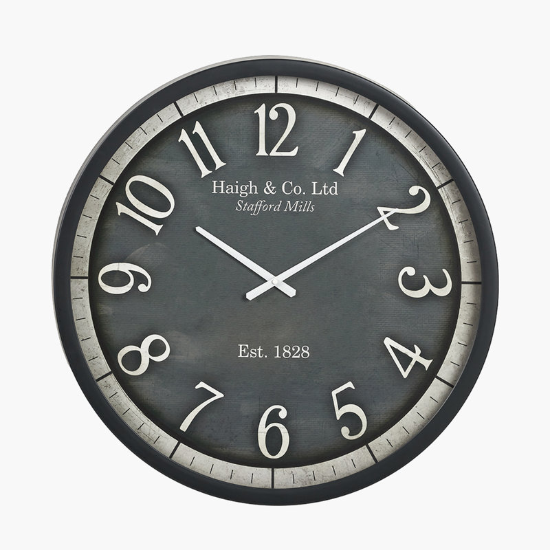 Analogue Wall Clock, Black Wood & Black Face