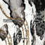 Art mural noir et blanc peint à la main, 20 x 40 po sur 2, artisanat exceptionnel or moderne