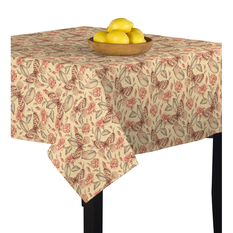 Ashanti Natural Butterflies Tablecloth, 60" L x 60" W