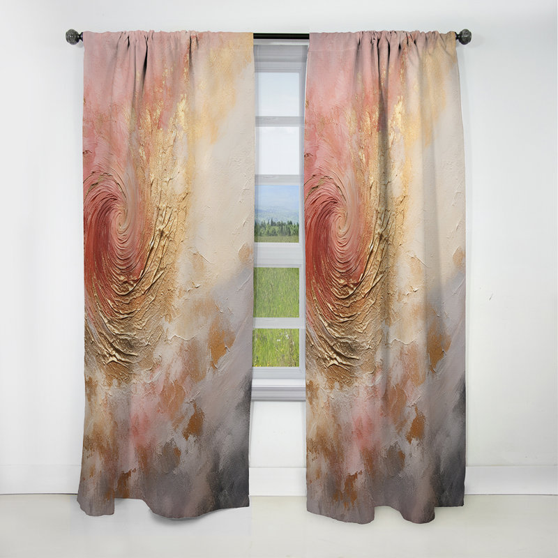 Gold Pink Desert Mirage Vortex Spiral - Spirals Abstract Blackout Curtain - 1 Panels, 52" W x 90" L