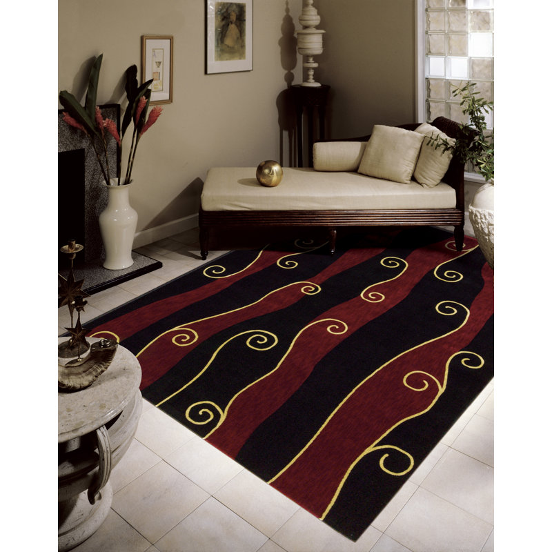 Tapis noir / rouge Larksville, Rectangle 3 pi 6 po x 5 pi 6 po
