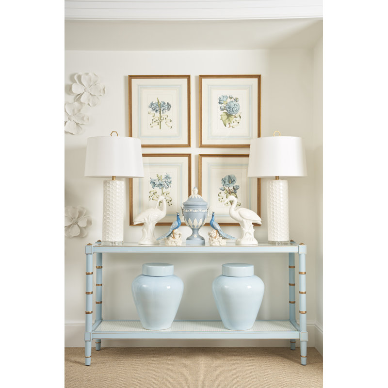 Conner Cane Console, Light Blue