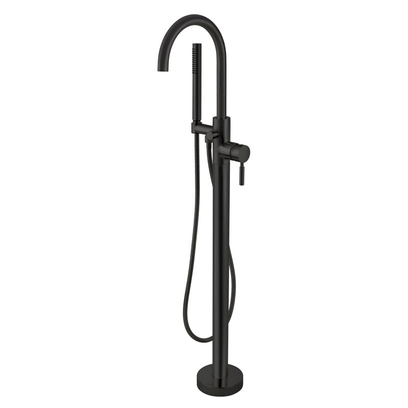 Mia Floor Mounted Tub Filler - Includes Hand Shower, Flat Black
