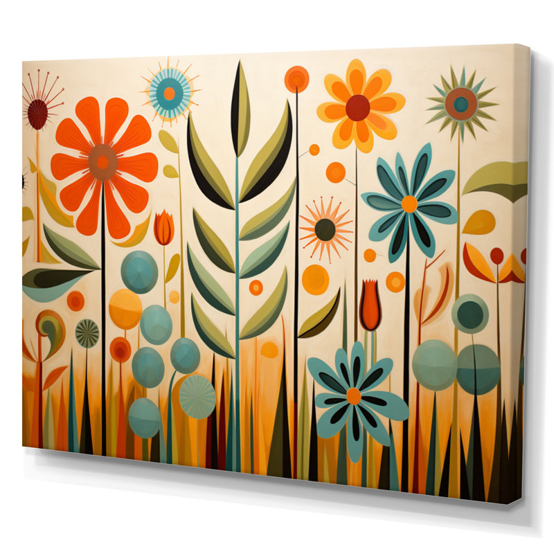 «Red Mid Century Mod Nature - Abstract Midcentury», reproduction d'art sur toile, Toile tendue, H 24 po x l 32 po, Sans cadre