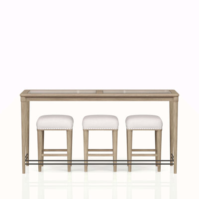 Frosted Glass Console Table With 3 Stools