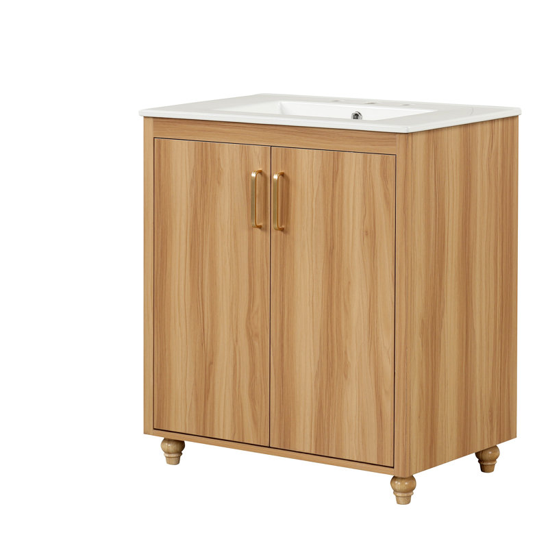 Meuble-lavabo 30 po avec lavabo, armoire multifonctionnelle avec portes et tiroir, panneau de fibres à densité moyenne
