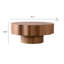 Table basse ronde 31,5 pouces en noyer avec grain de bois autocollant, idéale pour décorer un salon avec un bord festonné