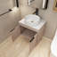 Meuble-lavabo simple 24 po avec lavabo en céramique et plateau en pierre blanche Leilena