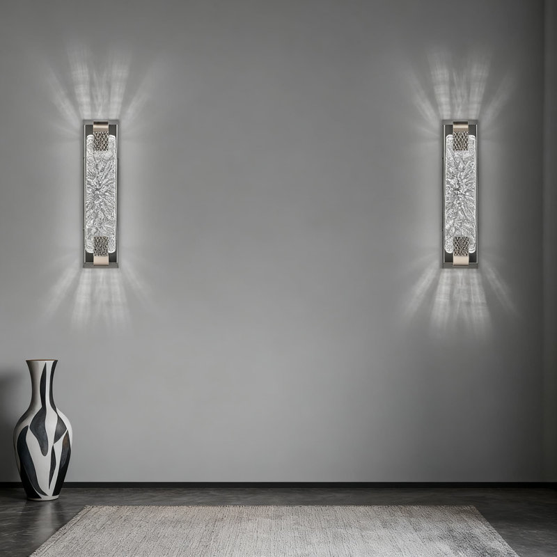Applique murale moderne en cristal avec design en cristal bullé, luminaire à DEL à intensité variable de meuble-lavabo 12 W pour salle de bain, couloir, chambre à coucher et salon (ensemble de 2)