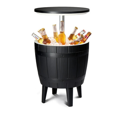 Height-adjustable Outdoor Cooler Table – 10 Gallon Concealed Cooler, All-weather Resistant For Deck & Pool Parties