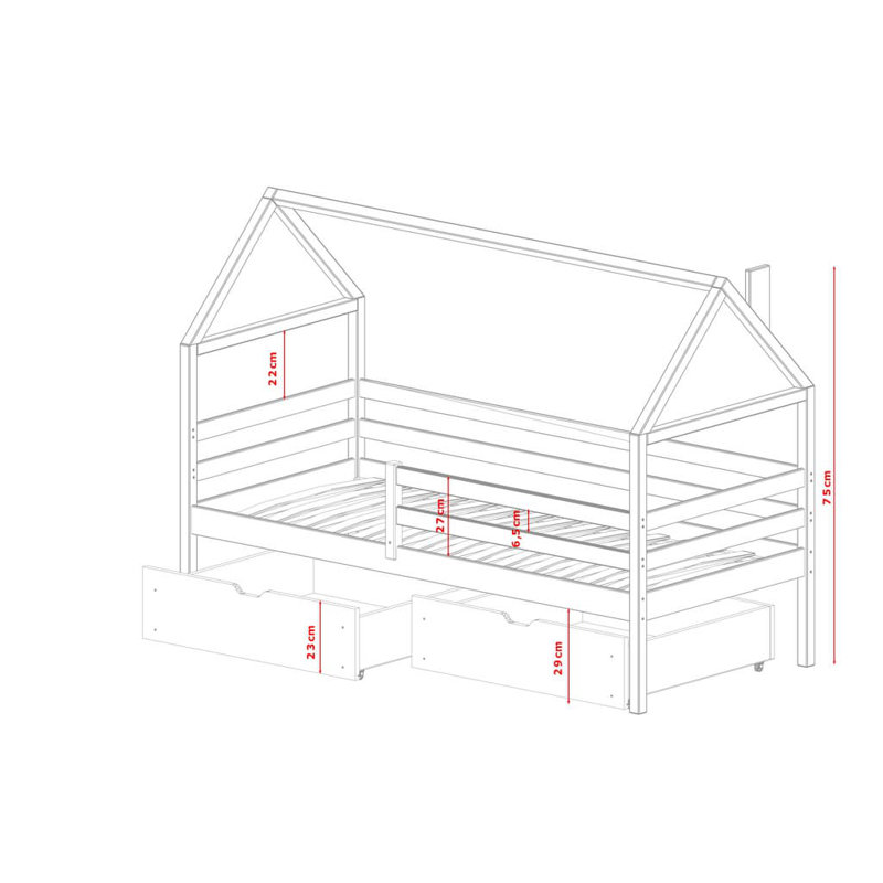 Fenix Single (3') Standard House Beds with Storage Included