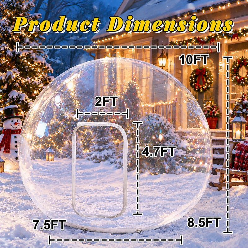 Boule à neige gonflable géante en PVC 10 pi (sans arbre ni père Noël)