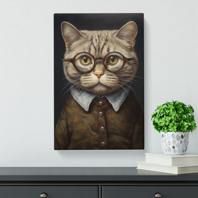 Cat With Glasses - Print on Canvas