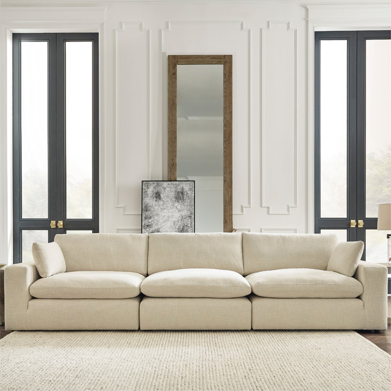 Elyza Upholstered 144'' Sofa, Ivory