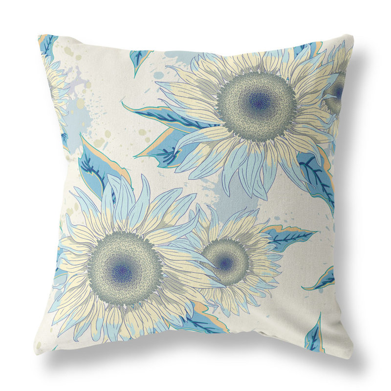 Floral Reversible Throw Pillow, 18" x 18", White/Yellow