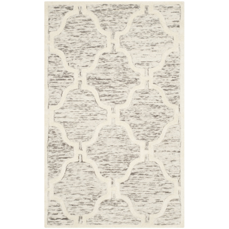 Angulay Hand Tufted Wool Geometric Rug, Rectangle 4' x 6'