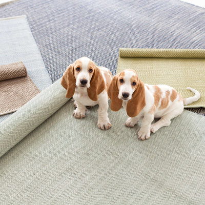 Herringbone Stone Handwoven Cotton Rug
