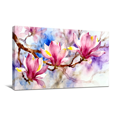 «Plants & Flowers Magnolia Flowers», reproduction d'art à l'aquarelle