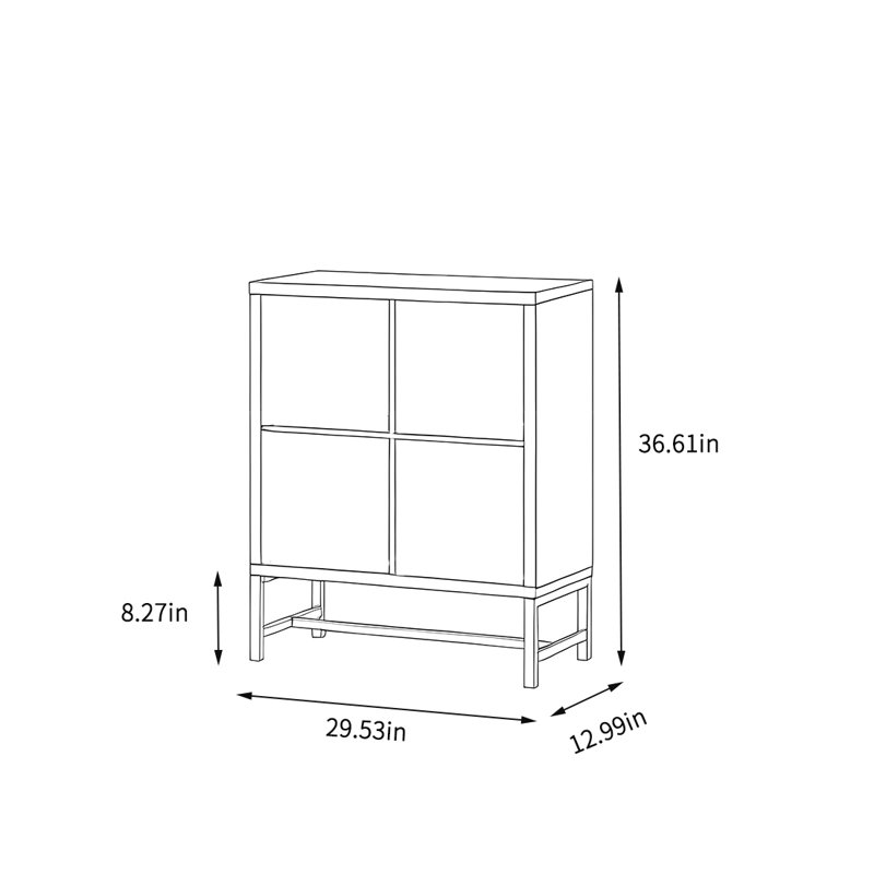 Bibliothèque à grande capacité en bois massif, (2 tablettes) H 36,61 po x l 29,53 po x P 12,99 po, Noir