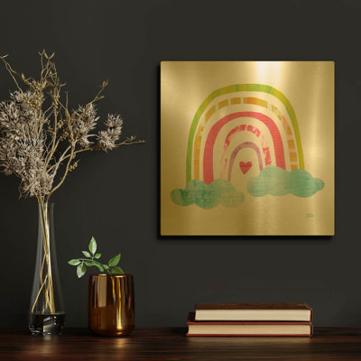 «Unicorn Magic VII Sq» par Melissa Averinos, art mural en métal doré, 12 po x 12 po