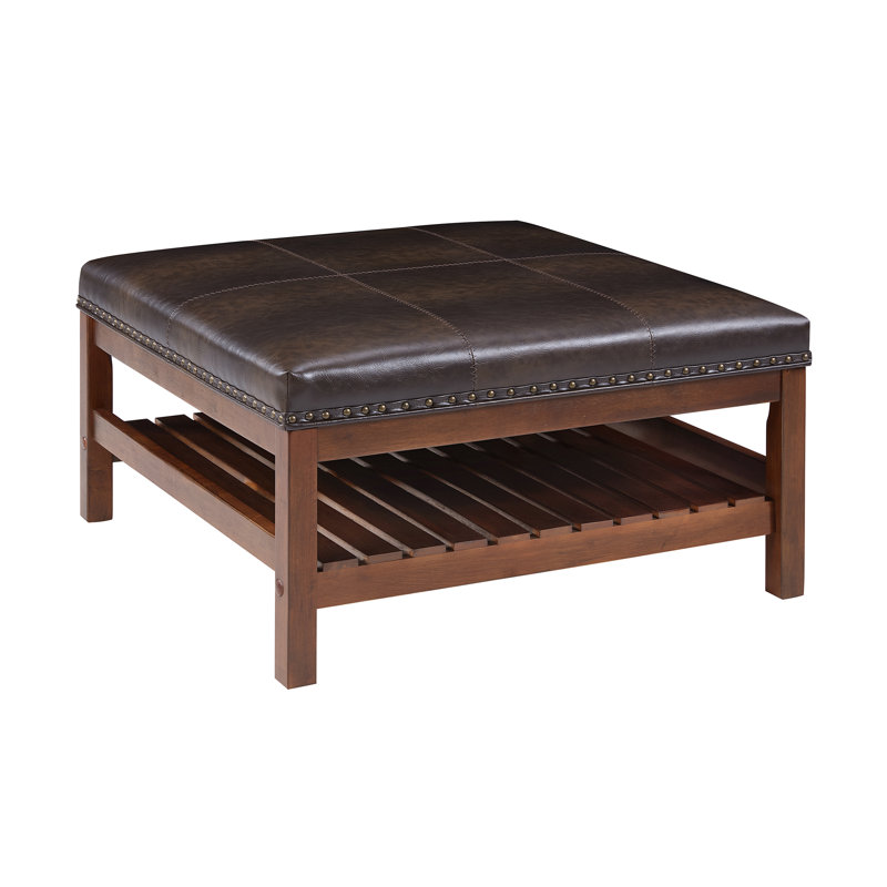 Xzaveon Coffee Table with Storage Shelf, Rustic Brown