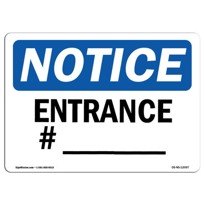 Entrance # ____ Aluminum Sign 12 x 18