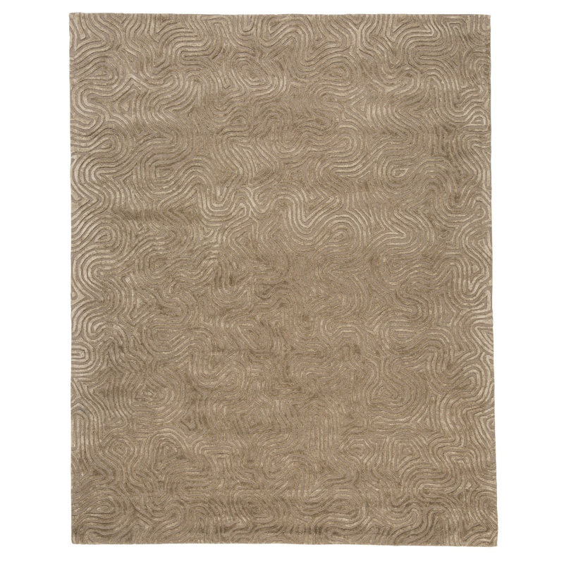Labyrinth Abstract Area Rug in Beige/Brown, Rectangle 2' x 3'